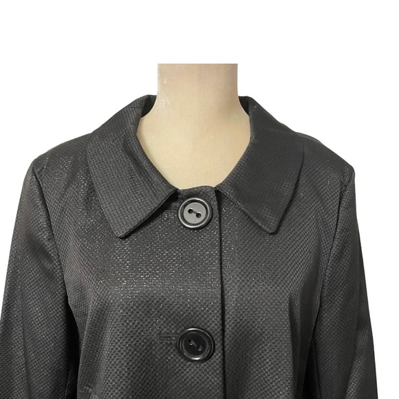 STYLE & CO Black Dressy Crop Coat Blazer Sparkly Shine Buttoned Pleated, 18 - Picture 4 of 14